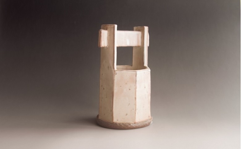 萩焼　8代佳炎作 萩手桶花入｜HG000609