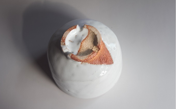 萩焼　8代佳炎作 白萩高台茶碗｜HG000613