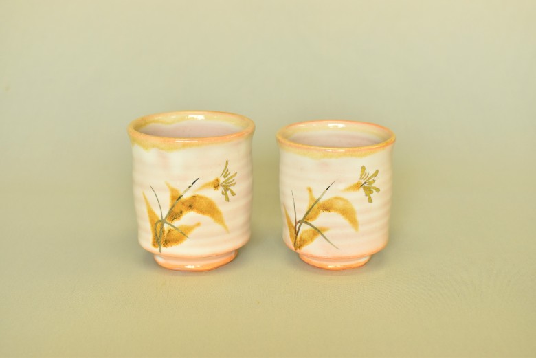 萩焼 草花文金銀彩組湯呑｜HG000633