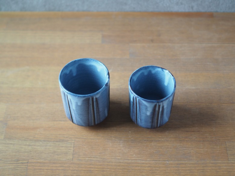 しのぎ組湯呑（グレー）｜HG000648