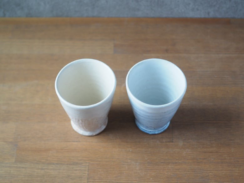 ペアフリーカップ（粉引、グレー）｜HG000654