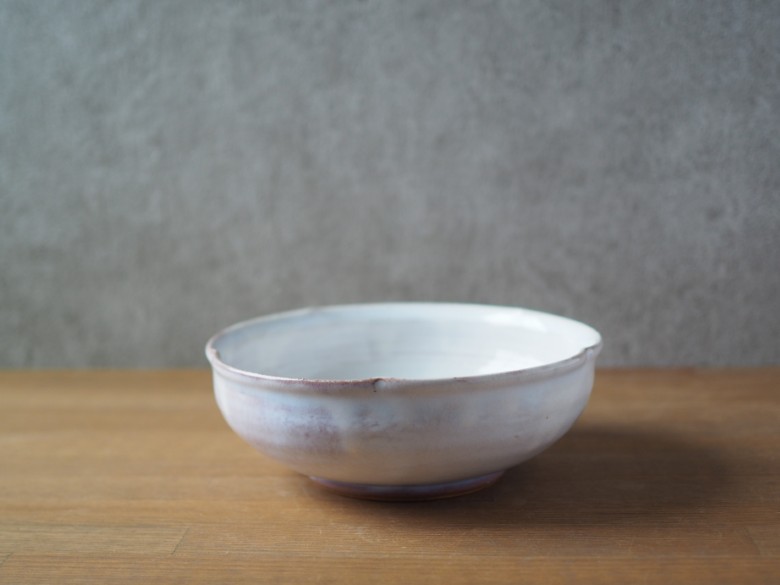 輪花6寸鉢（粉引紫）｜HG000664