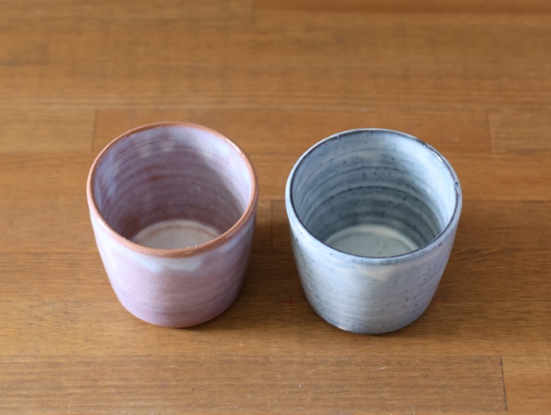 萩焼 ペア 蕎麦猪口 カップ セット グレー 粉引紫 そば猪口 器 工芸品｜HG000922