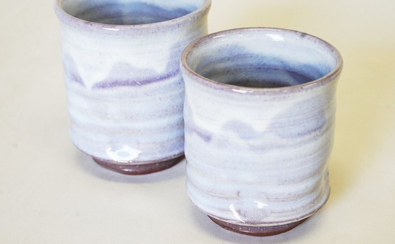 萩焼 萩むらさき組湯呑｜HG000953