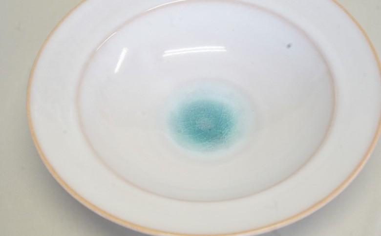 萩焼 スカイブルーリムパスタ皿｜HG000955