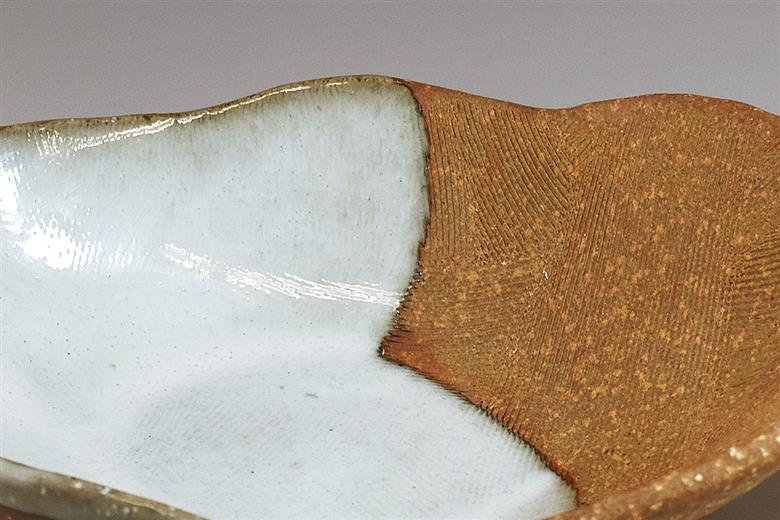 萩焼　楕円掛分深皿 カレー・パスタ皿｜HG000326