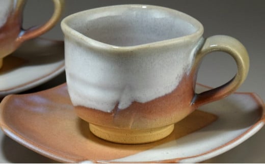 萩焼　コーヒーカップ・ペア（四角）｜HG000330