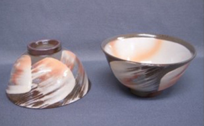 萩焼 ペア刷毛目ごはん茶碗｜HG000086