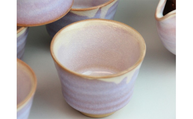 萩焼　萩むらさき朝顔茶器揃｜HG000148