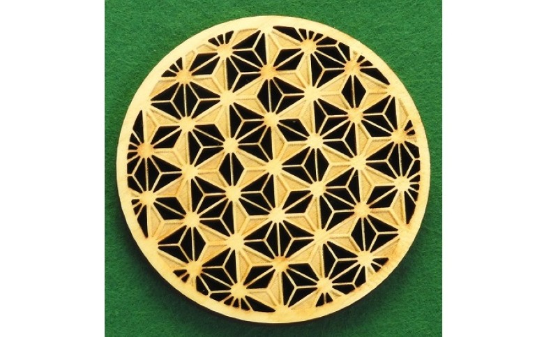 伝統文様コースター 定番 麻の葉 桧製 6枚組｜HG000576