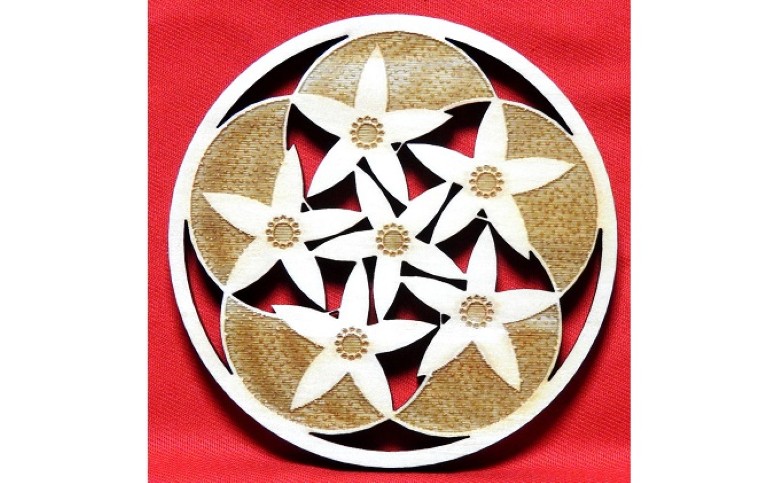 伝統文様コースター 萩の花こよみ 桧製 6枚組｜HG000578