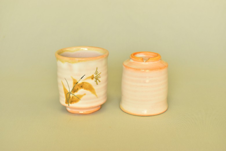 萩焼 草花文金銀彩組湯呑｜HG000633