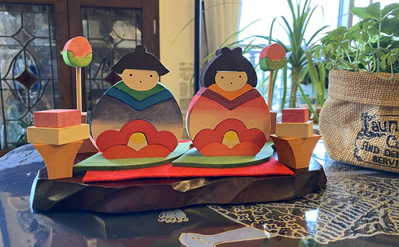 ひな祭り 椿びな もうせん用フェルト付・台座用葉2枚付 ひな人形 ひな飾り｜HG000792