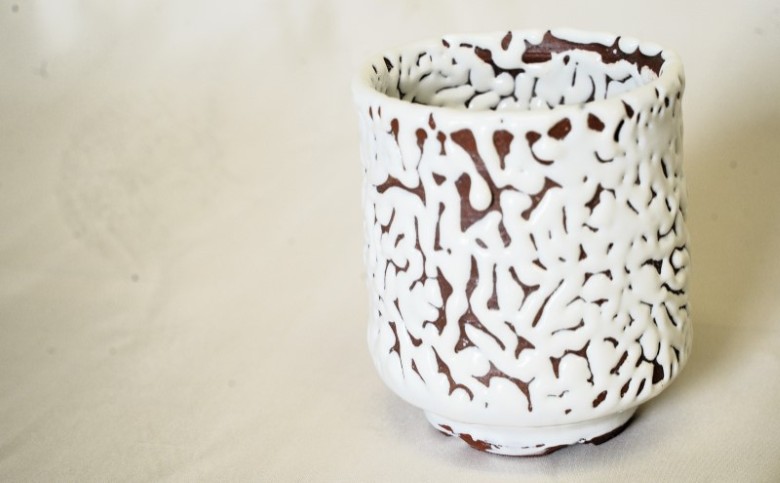 萩焼 梅花皮湯呑「残雪」｜HG000946