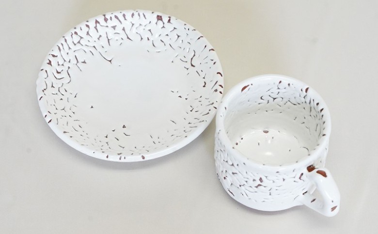 萩焼 梅花皮カップ＆ソーサー「残雪」｜HG000949