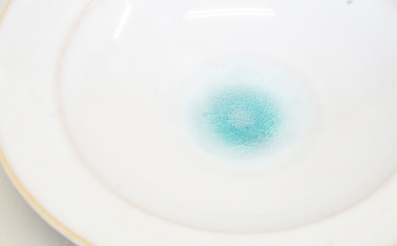 萩焼 スカイブルーリムパスタ皿｜HG000955
