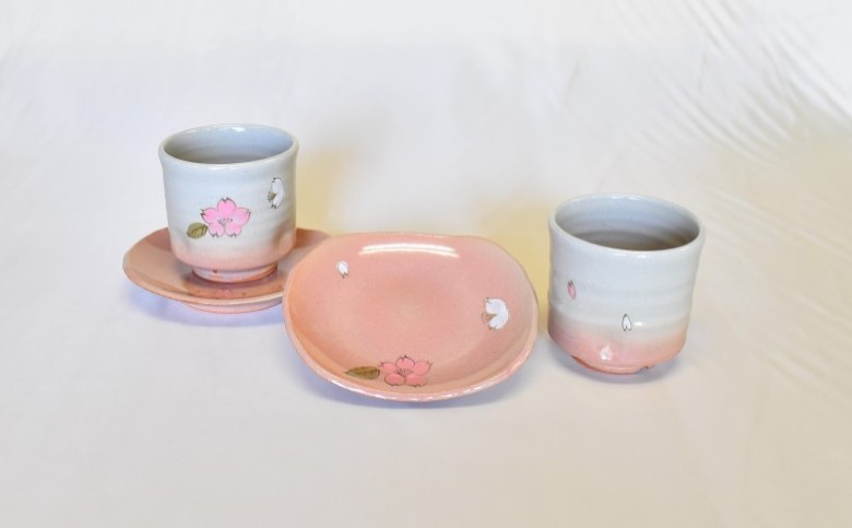 萩焼 御本手桜散し茶器揃い｜HG000961
