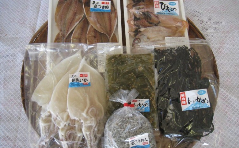萩のおいしいお魚セット 6種 あじ のどぐろ イカ 一夜干し わかめ ちりめん｜HG001050