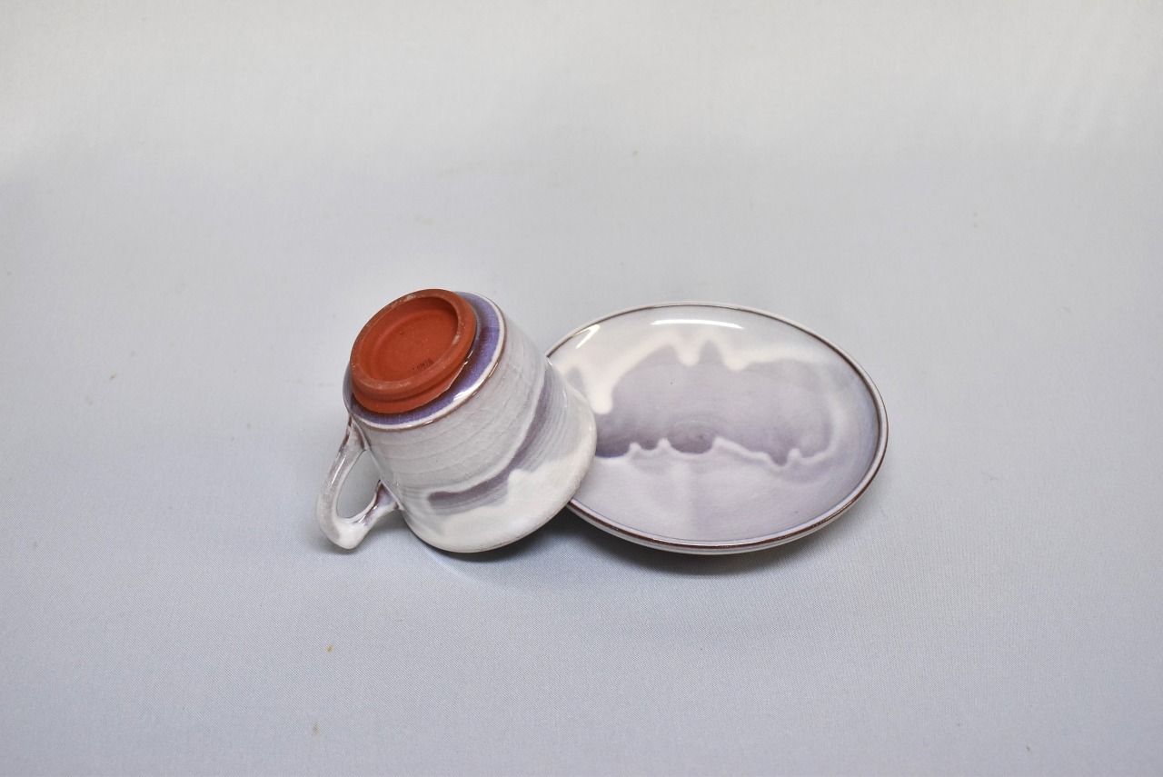 萩焼 萩むらさきコーヒーカップ (角)｜HG000107