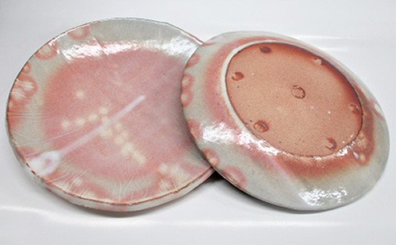 萩焼 8代佳炎作　ペア丸板皿｜HG000019