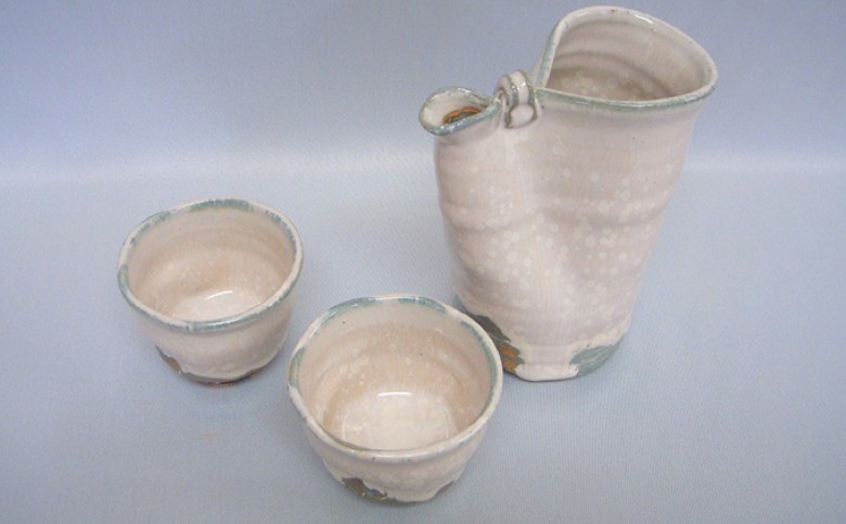 萩焼 白結晶冷酒器｜HG000108