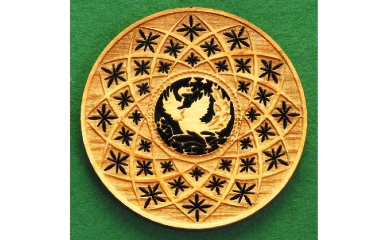 伝統文様コースター 定番 麻の葉 桧製 6枚組｜HG000576