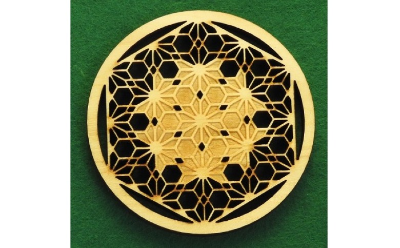 伝統文様コースター 北斎と光琳 桧製 6枚組｜HG000577