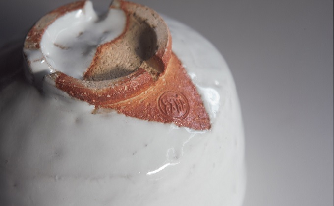 萩焼　8代佳炎作 白萩高台茶碗｜HG000613