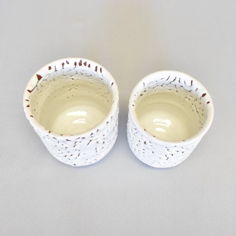 萩焼 梅花皮組湯呑「残雪」｜HG000947