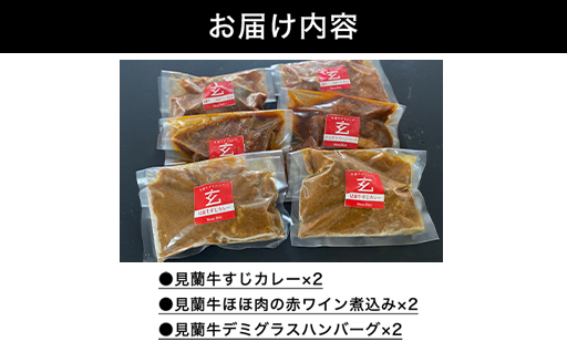 ハンバーグ 数量限定 見蘭牛 ダイニング 玄 オリジナルセット カレー シチュー ハンバーグ 各2個 計6個入り お肉｜HG000801