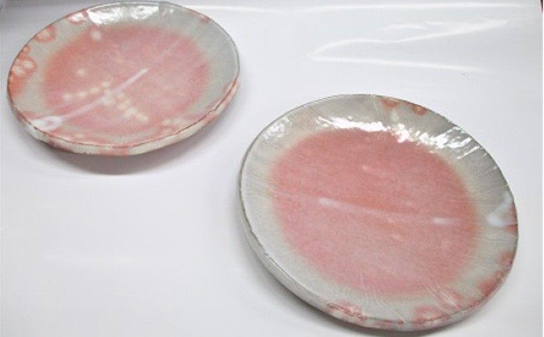 萩焼 8代佳炎作　ペア丸板皿｜HG000019