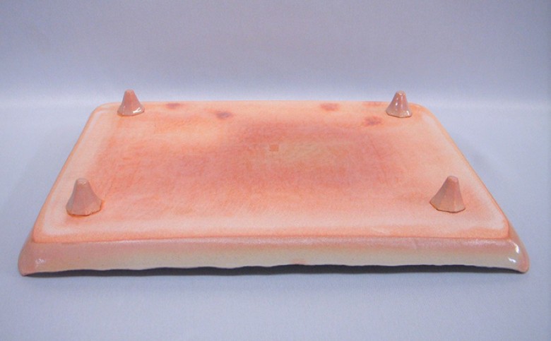 萩焼 桜散し足付角皿(皿立て付き)｜HG000103