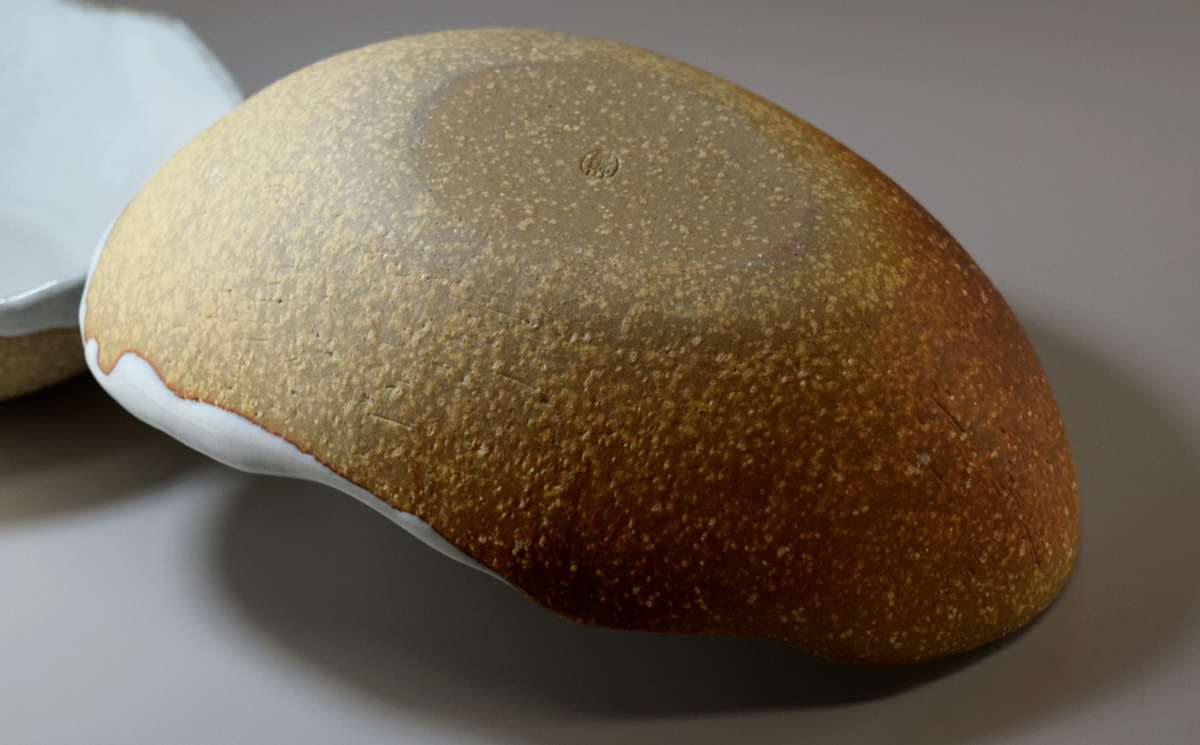 萩焼　楕円掛分深皿 カレー・パスタ皿｜HG000326