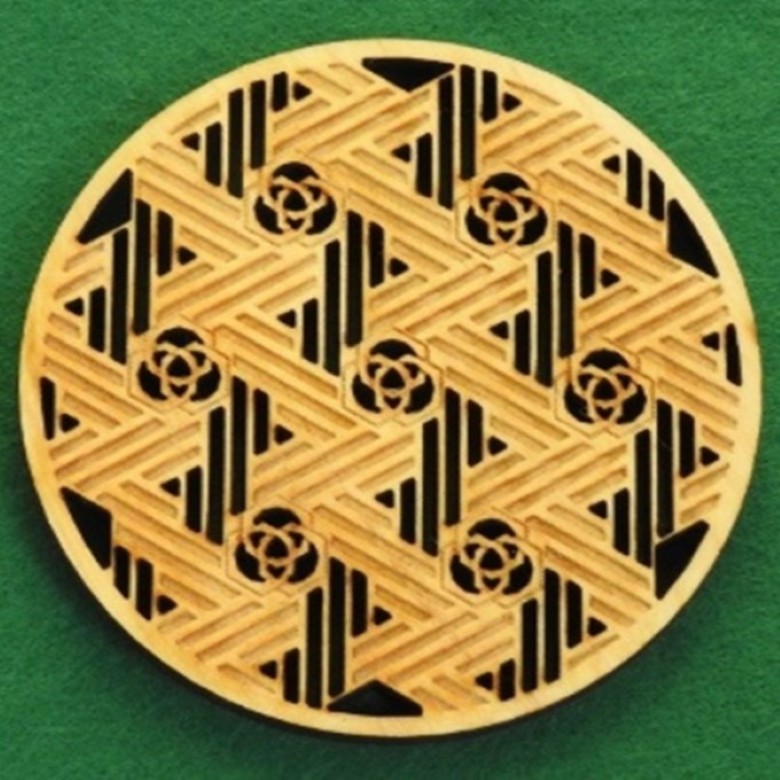 コースター木製 伝統文様 北斎編 5枚組 特製ケース入 贈答 雑貨 敷物｜HG000868