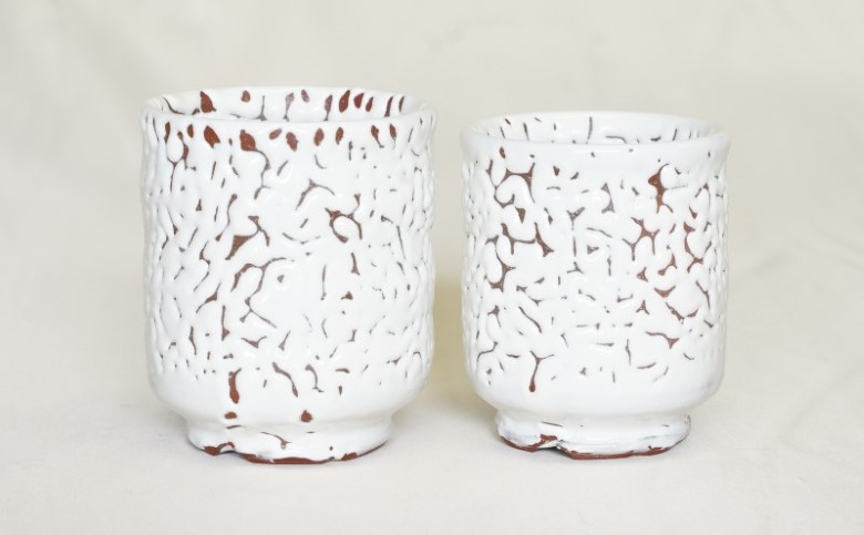 萩焼 梅花皮組湯呑「残雪」｜HG000947