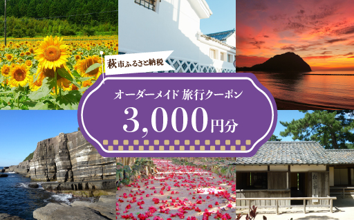 旅行券 山口 萩オーダーメイド 3000円分 クーポン 旅行 チケット 観光 宿泊 宿泊券 ホテル 旅館｜HG0459-A 3000円分クーポン