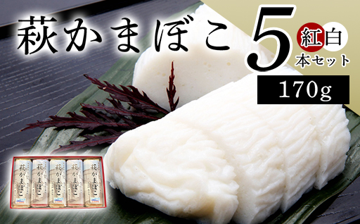 萩かまぼこ 170g 紅白5本【化粧箱入】（国産鮮魚エソ100％）｜HG000835 紅白5本