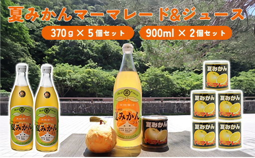 みかん 加工品 セット 萩名産 夏みかん マーマレード 370g×5個 ＆ 夏みかん ジュース 900ml×2本 柑橘類｜HG001058