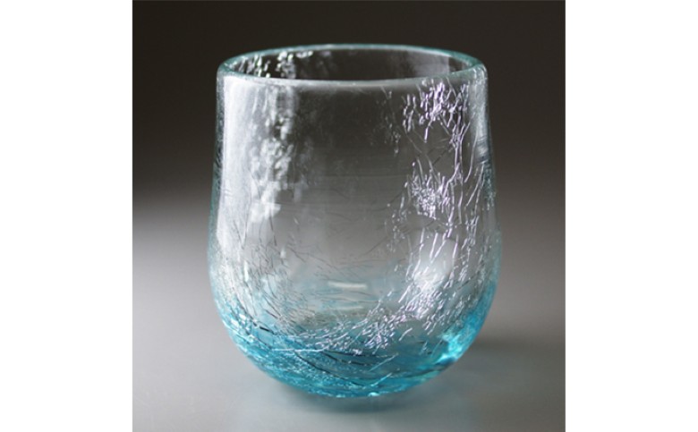 萩ガラス 耐熱ロック丸コップ ライトブルー｜HG007036