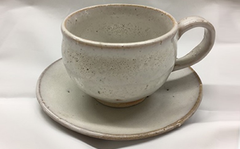 萩焼 8代佳炎作　白萩コーヒーセット（丸）｜HG000011