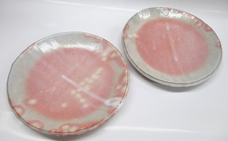 萩焼 8代佳炎作　ペア丸板皿｜HG000019