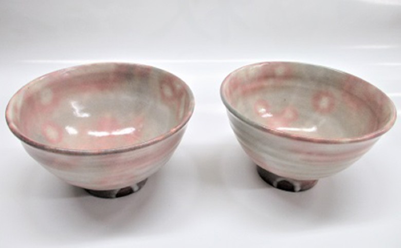 萩焼 8代佳炎作　ペア化粧飯茶碗｜HG000020