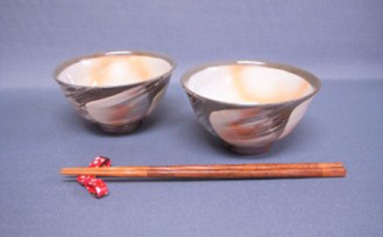 萩焼 ペア刷毛目ごはん茶碗｜HG000086