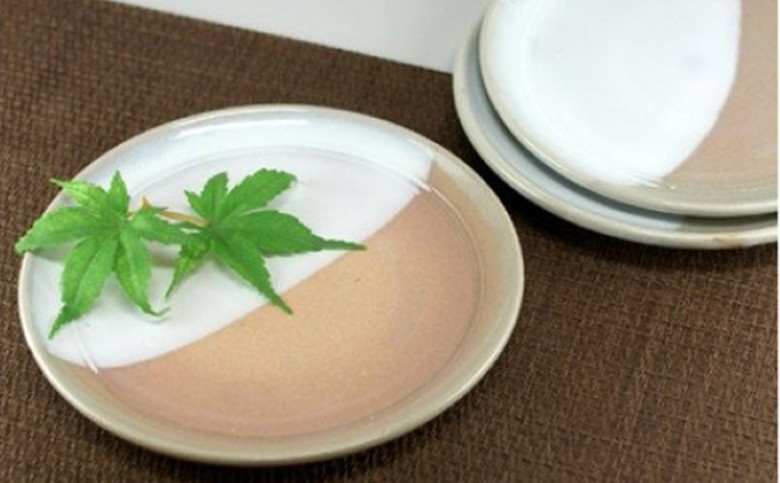 萩焼　掛分け平丸皿　1客｜HG000316