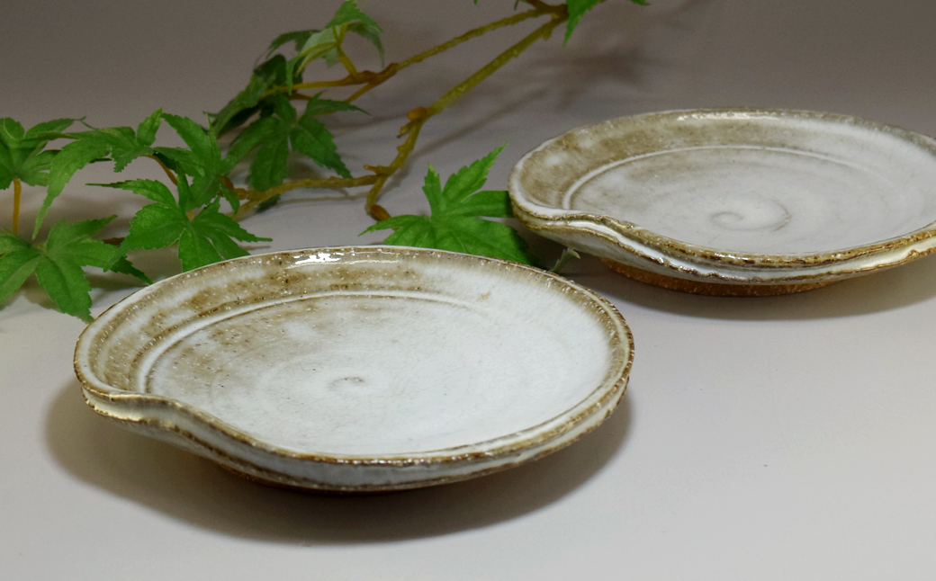 萩焼　荒丸皿　1客｜HG000323