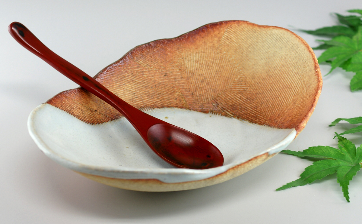 萩焼　楕円掛分深皿 カレー・パスタ皿｜HG000326