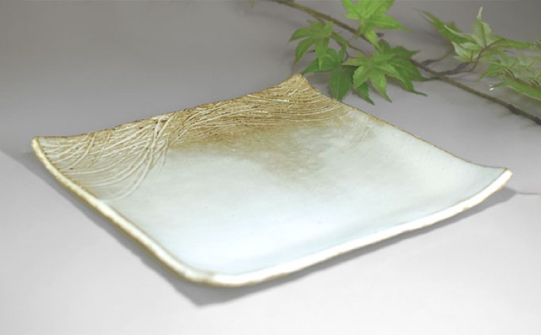 萩焼　四方大皿｜HG000554