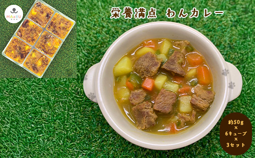 犬用 ペットフード わんちゃん 栄養満点 わんカレー 約300g 約50g×6キューブ×3セット｜HG000863
