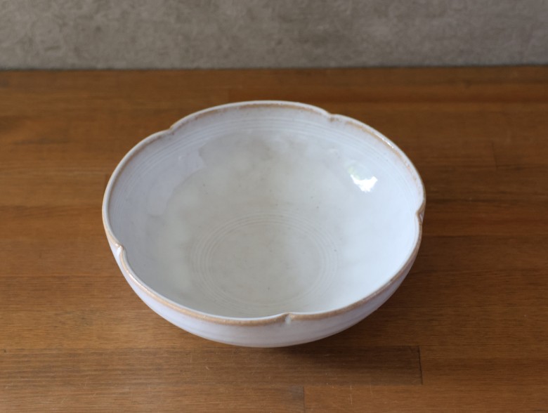 鉢 萩焼 輪花鉢 白萩釉 工芸品｜HG000927