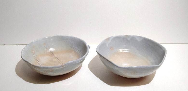 萩焼 鉢 ペア 六角＆木の葉｜HG000992